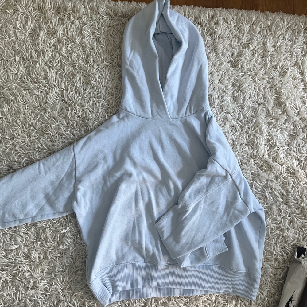 A new day baby blue cropped hoodie